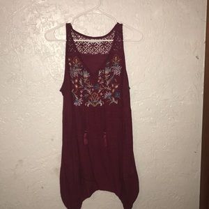 Maroon embroidered tank top